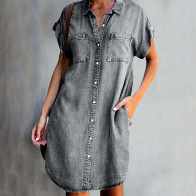 Valerie™ - Elegant denim dress with belly coverage