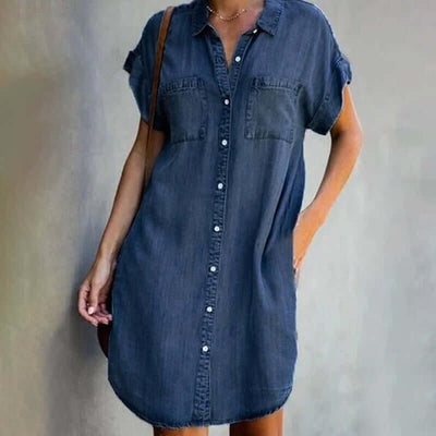 Valerie™ - Elegant denim dress with belly coverage