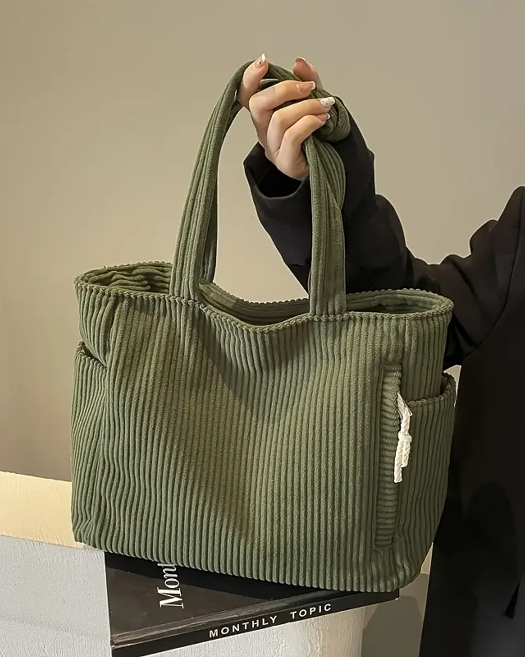 Daisy – Ribbed Tote Bag with Cord Detail