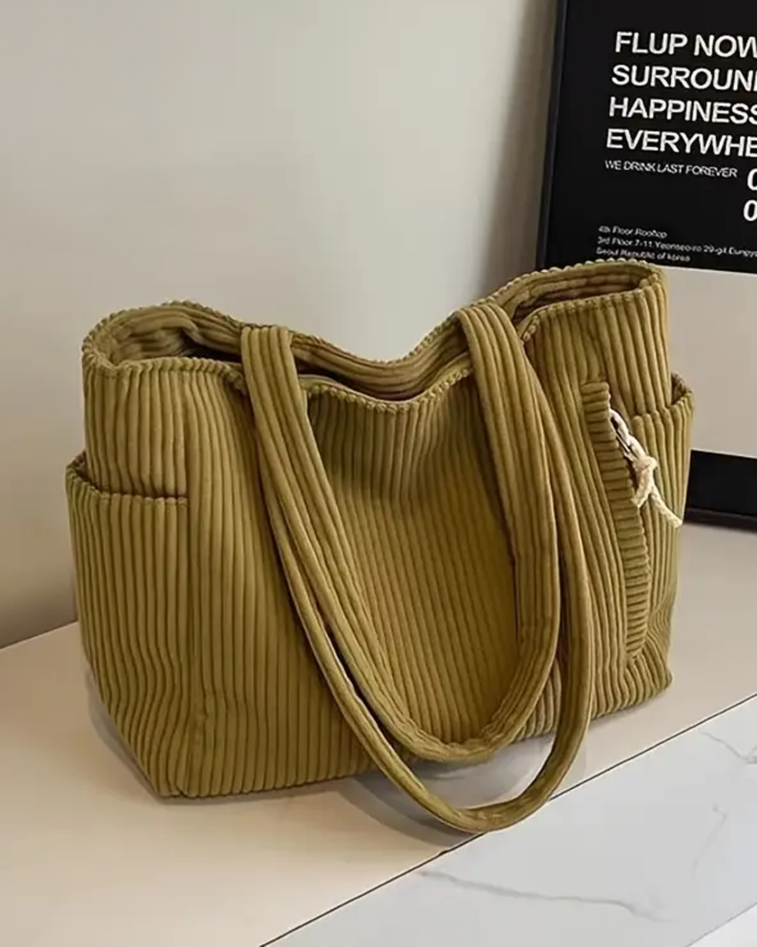 Daisy – Ribbed Tote Bag with Cord Detail