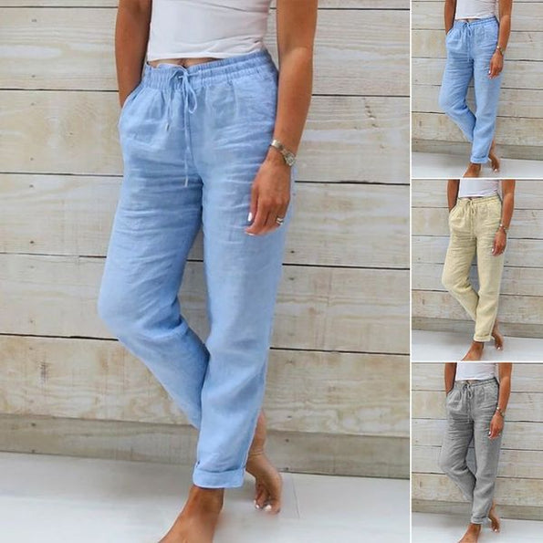 Nikie | Cotton and linen stretch trousers