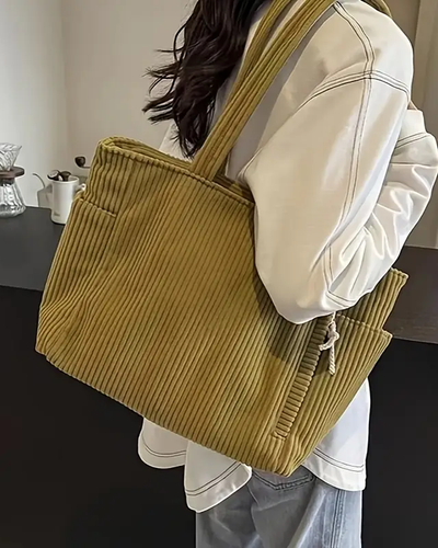 Daisy – Ribbed Tote Bag with Cord Detail