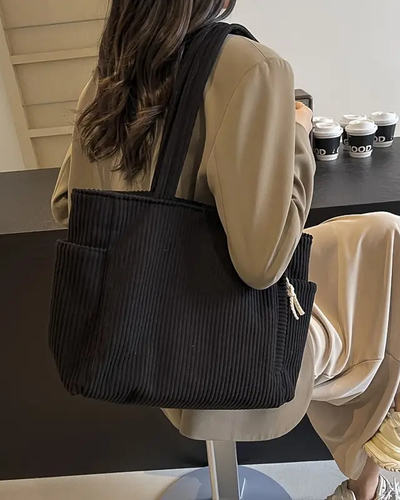 Daisy – Ribbed Tote Bag with Cord Detail