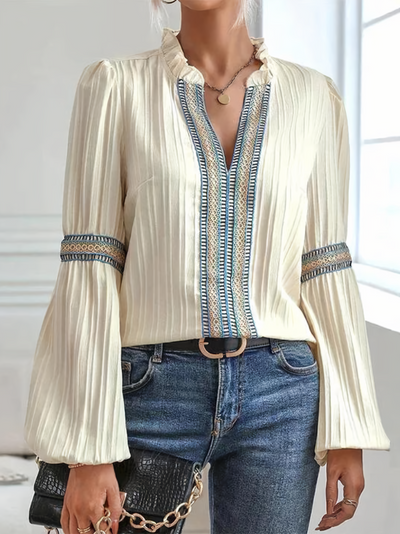 Corey™ - V-neck Blouse with Lace